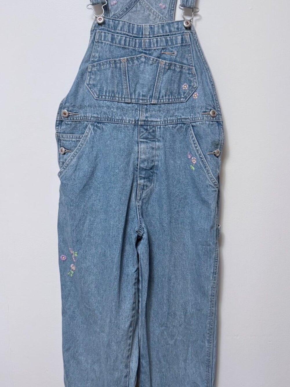 90s Y2K Vintage Gap Overalls Denim Flower Embroidery‎ Kids Large Dungarees